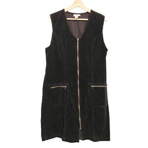 Vintage Avenue Black Corduroy Velvet Sleeveless Mini Dress in Size 14 W